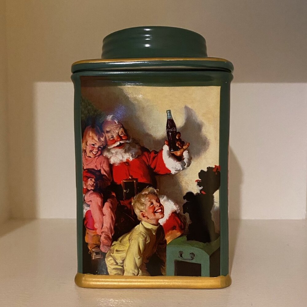 Coca Cola Santa Cookie Jar Porcelain Holiday Christmas Stoneware 2002 Sakura 7''